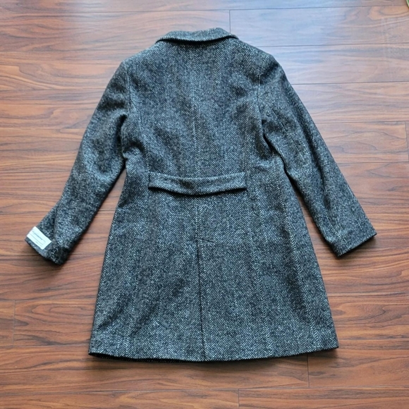 Cinzia Rocca wool/silk/angora grey and black herringbone coat - Picture 2 of 14